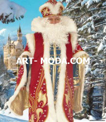 Костюм Дед Мороз царский красный с кафтаном  (От 19000  рублей)