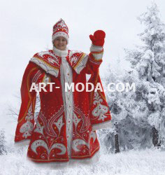Костюм Дед Мороз красный с боярским рукавом (От 18000 рублей)